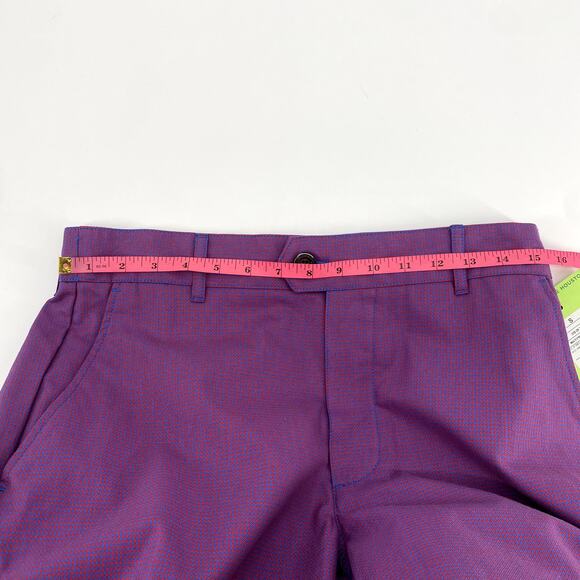 Houston White Men's Purple Checkered Straight Chino Trouser Pants Size Small - Picture 9 of 10